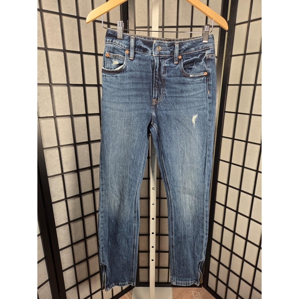 American Eagle Slim Straight Zipper Ankle Boho Hippie Grunge Size 0 Short
